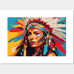 Western Native Indian Retro Abstract Colorful Painting Posters and Art